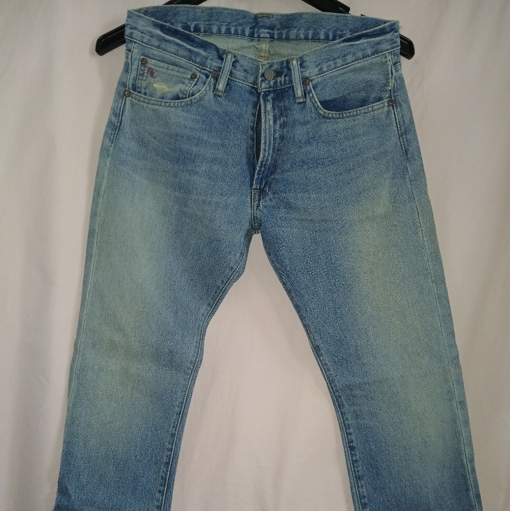 Polo by Ralph Lauren Men's Slim Straight 'Disstressed' Blue Jeans. 30x30